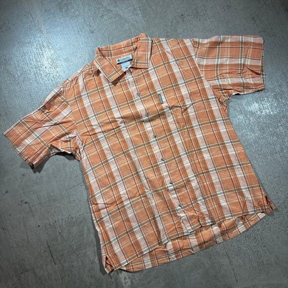 Columbia plaid button up Orange Large - Picture 1 of 6